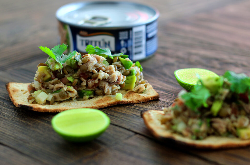 Ceviche de atún con lentejas